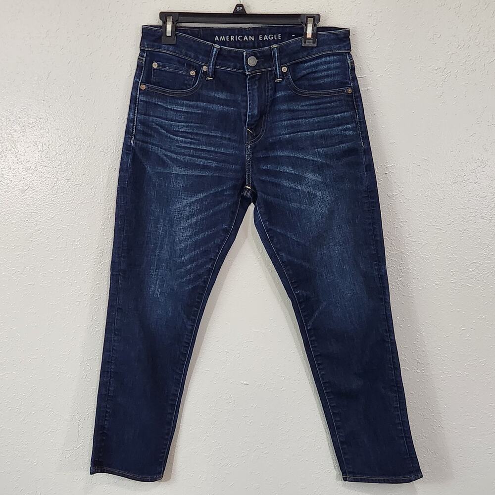 American Eagle Mens Jeans 28x28 Athletic Fit Dark Wash Stretch Denim AE